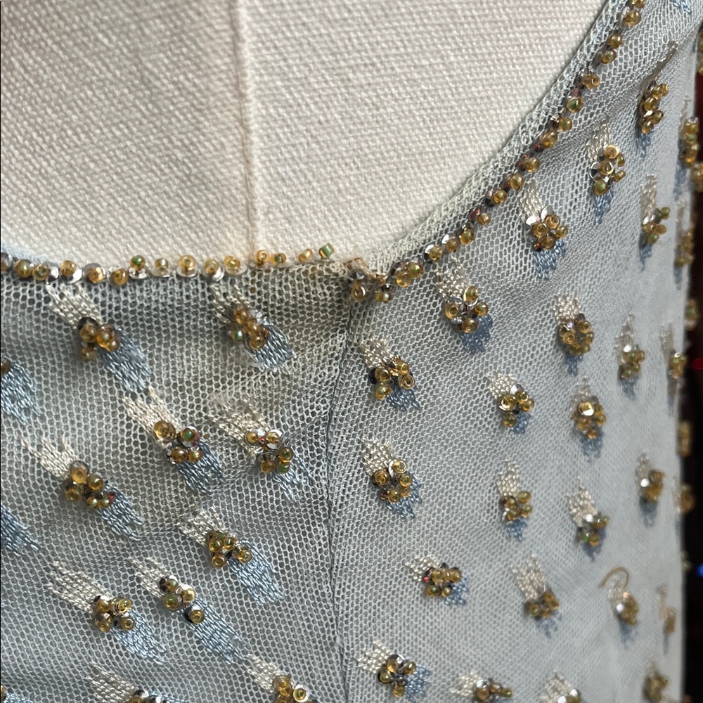 Vintage Oscar de la Renta Chic baby blue beaded top - Picture 7 of 7